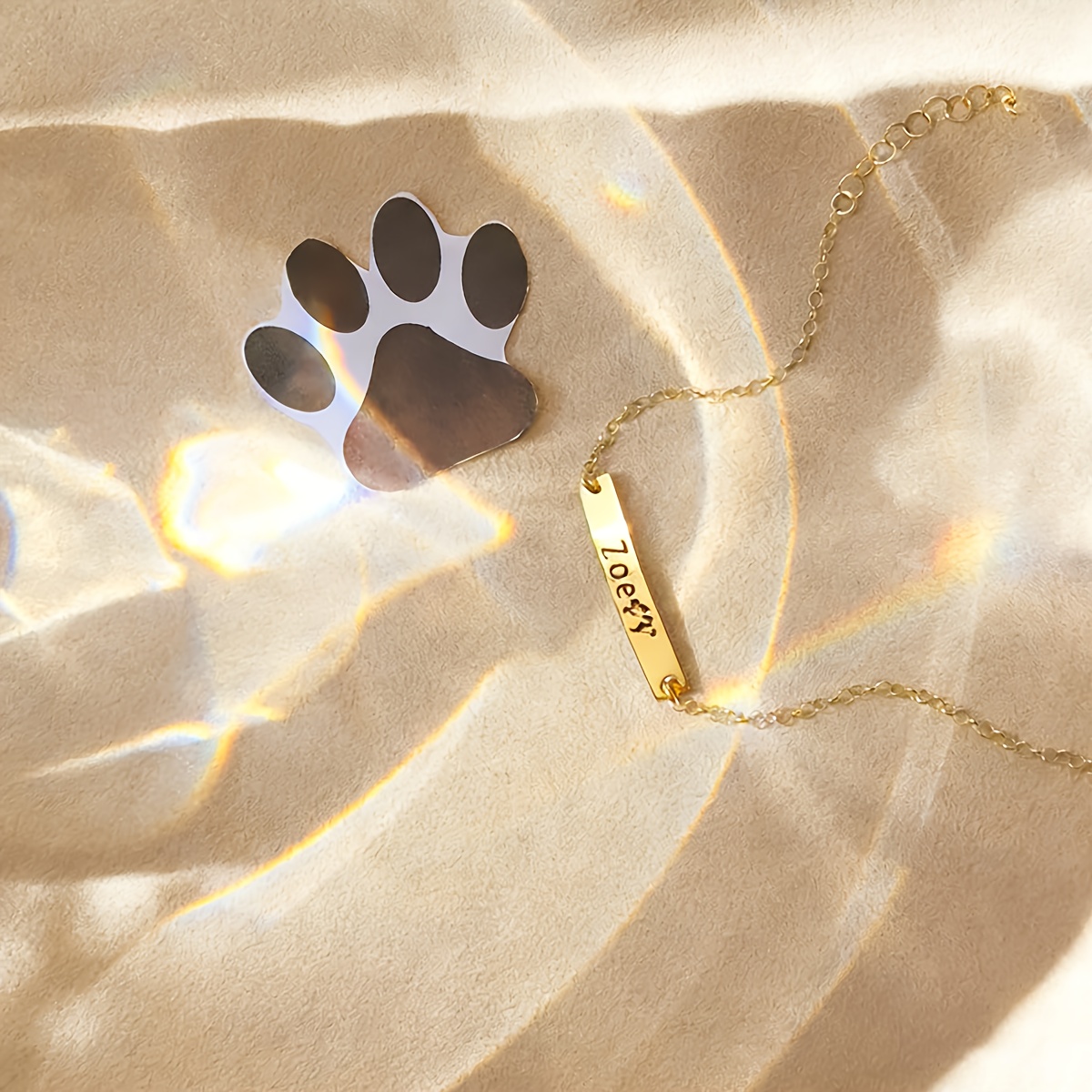 Personalized 18K Gold Plated Pet Paw Print Memorial Bracelet